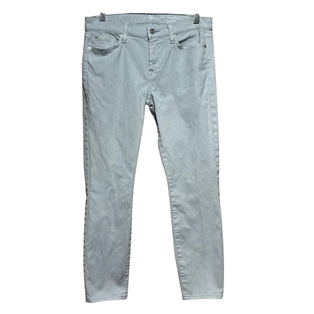 7 For All Mankind The Cropped Skinny Jeans Size 29 Light Grey Denim Mid Rise